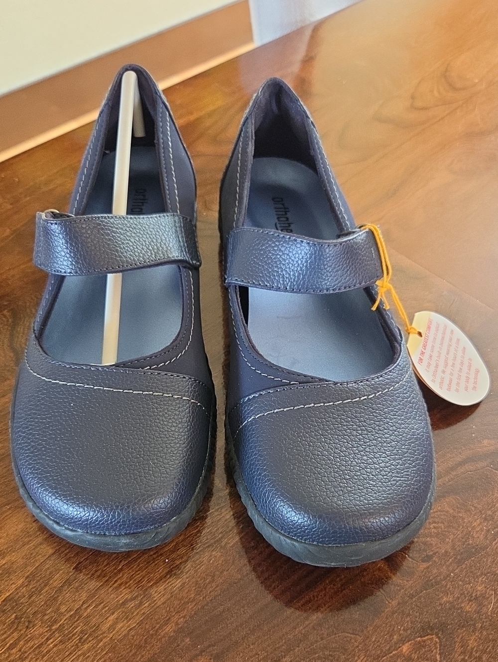 orthaheel Navy Blue Mary Jane Kids Shoes with Hook Strap